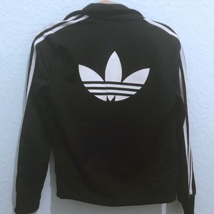 BLACK WITH WHITE STRIPES ADIDAS TRACKSUIT JACKET